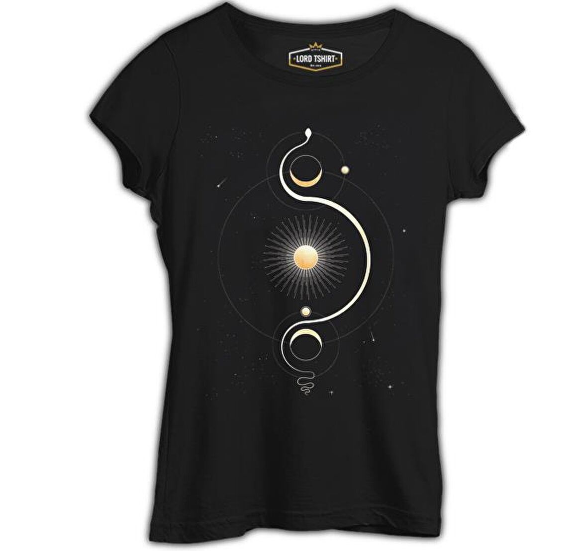 Güneş Yörünge Siyah Bayan Tshirt