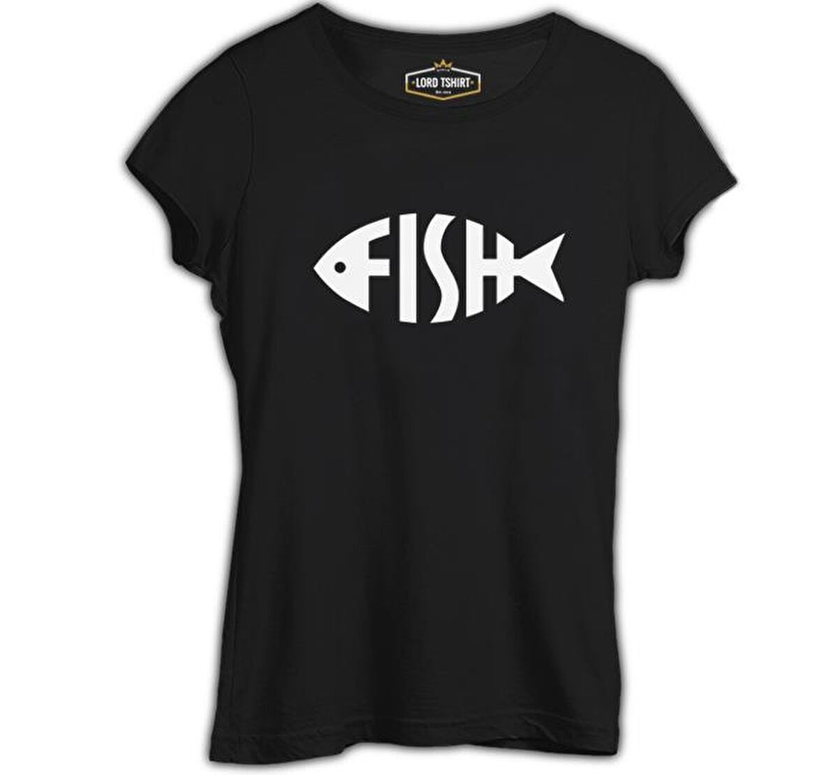 Fish with Letters Siyah Kadın Tshirt
