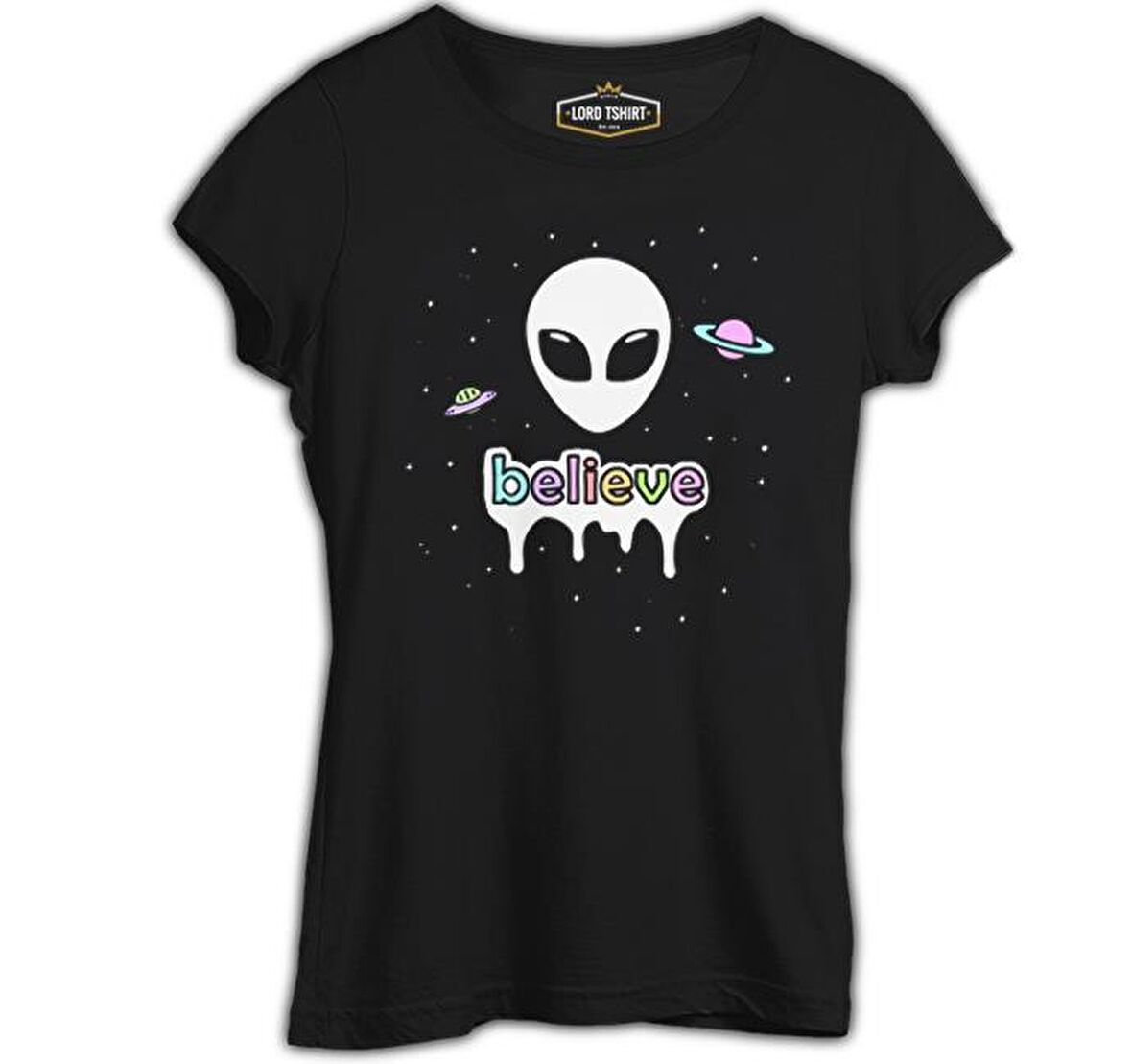 Alien - Believe in Planets Siyah Bayan Tshirt