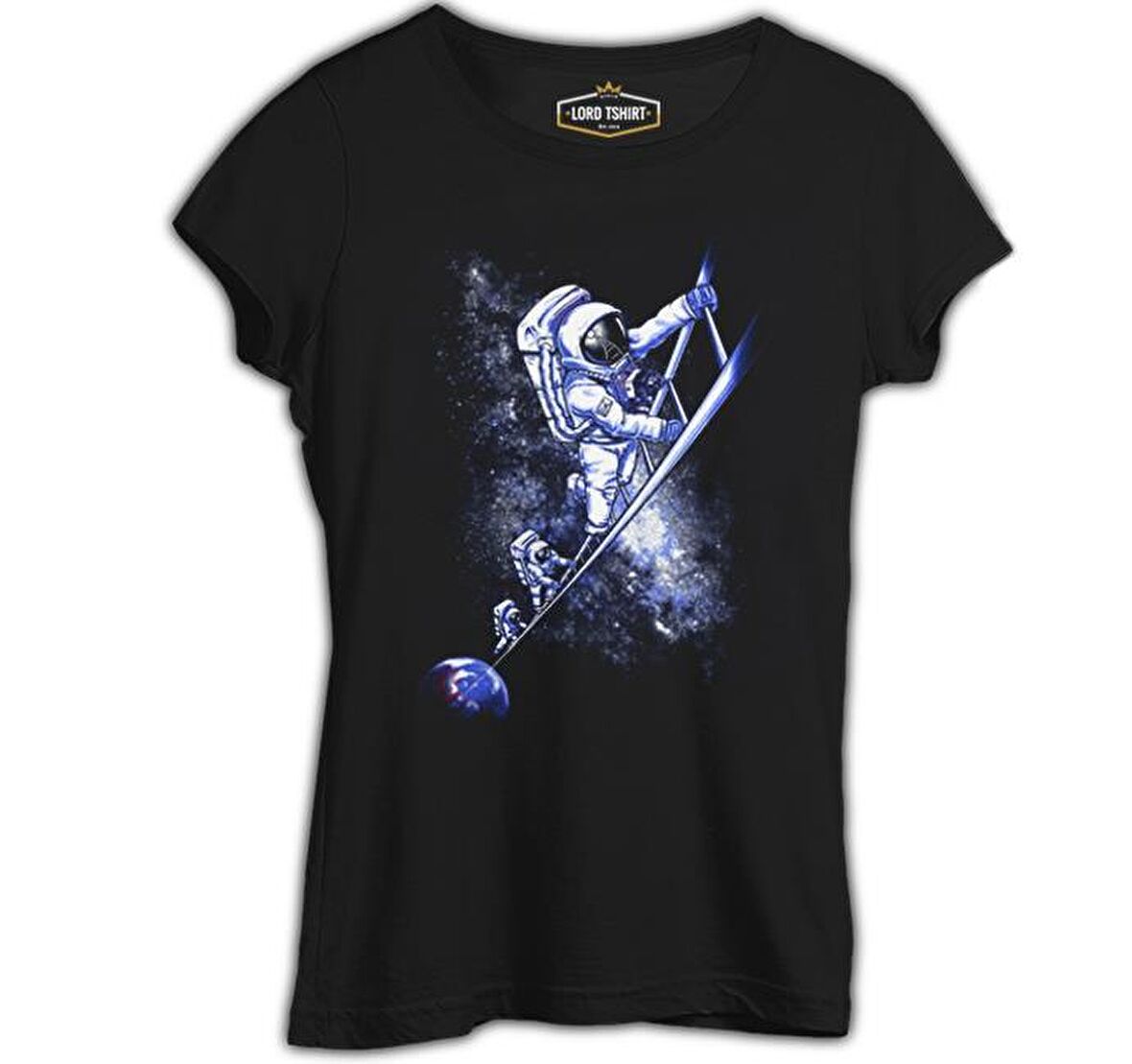Stairs to the Moon - Astronotlar Siyah Kadın Tshirt
