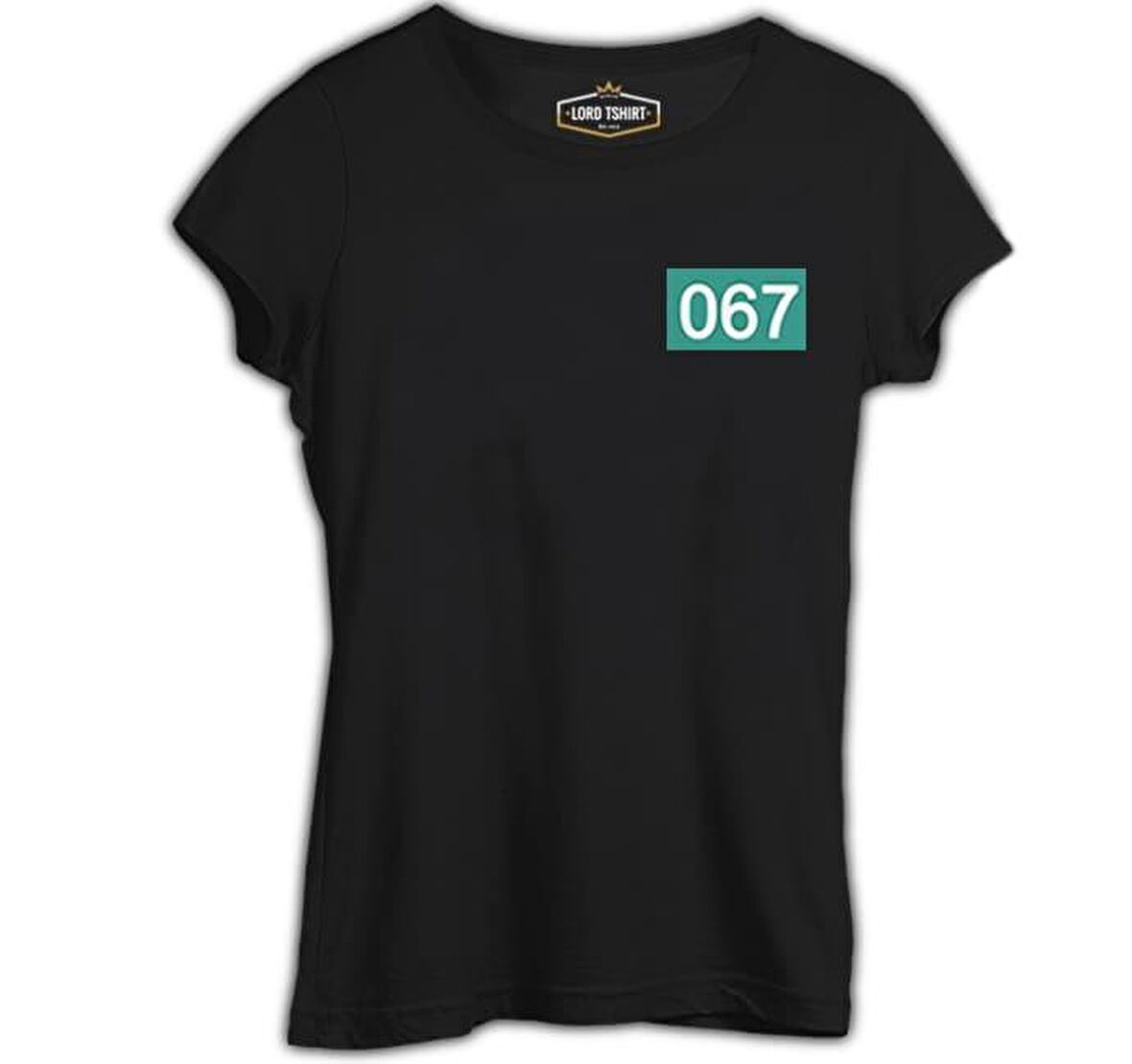 Squid Game-Number 067 Göğüs Logo Siyah Kadın Tshirt