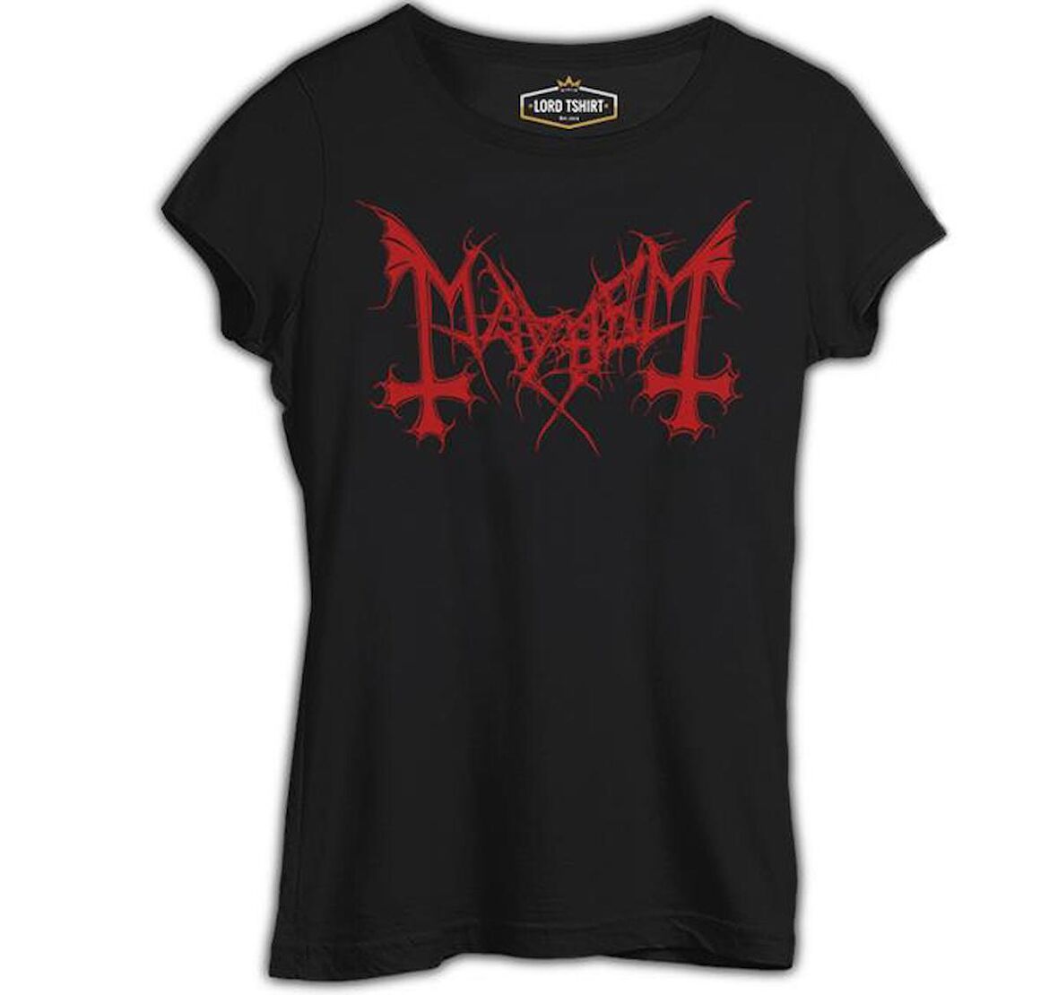 Mayhem - Logo Kırmızı Siyah Bayan Tshirt
