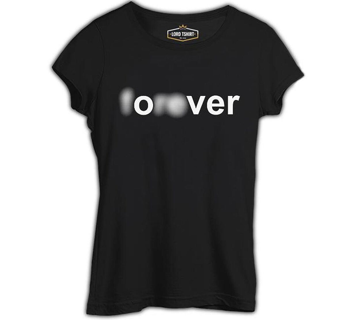 Yazı - Forever Over Siyah Bayan Tshirt