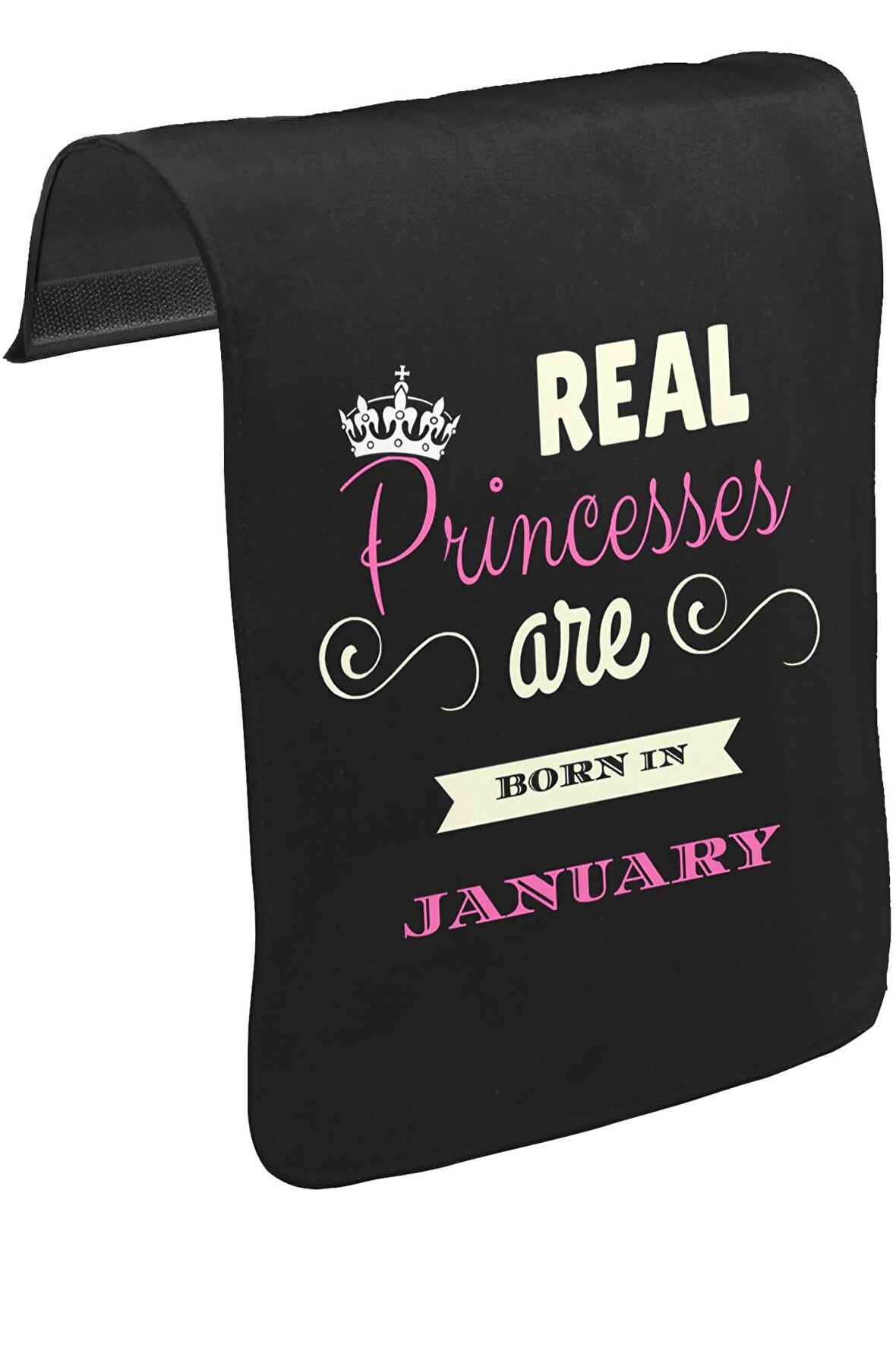 Real Princesses are born in January Unisex Siyah Tak-Çıkar Postacı Çanta Kapağı CK-1037