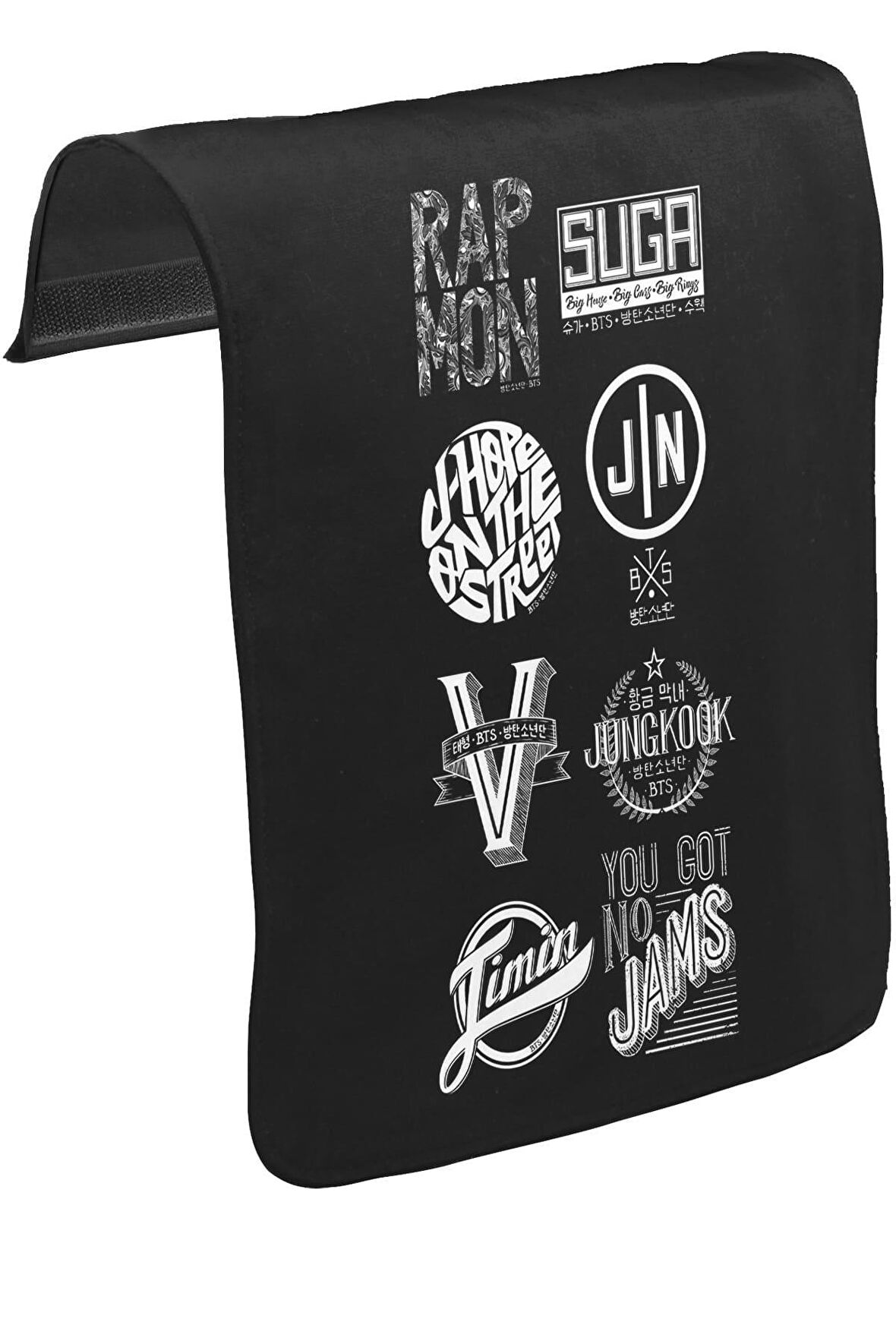 BTS -  Logo Unisex Siyah Tak-Çıkar Postacı Çanta Kapağı CK-1130