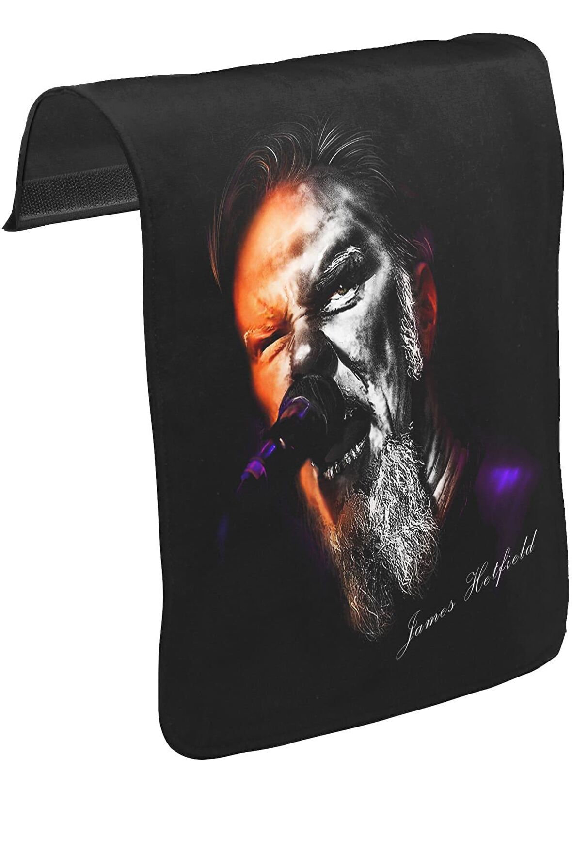 Metallica - James Microphone Unisex Siyah Tak-Çıkar Postacı Çanta Kapağı CK-117