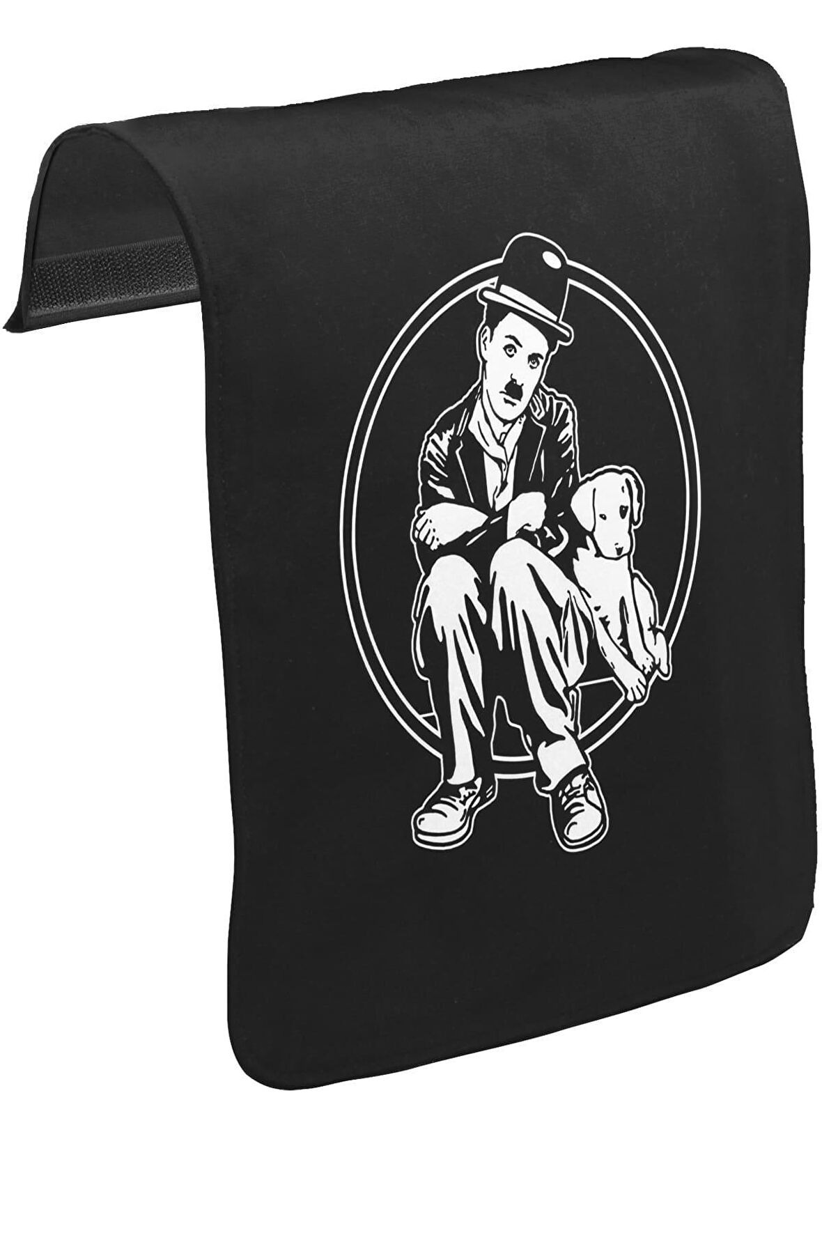 Charlie Chaplin - Köpeğin Hayatı Unisex Siyah Tak-Çıkar Postacı Çanta Kapağı CK-1365
