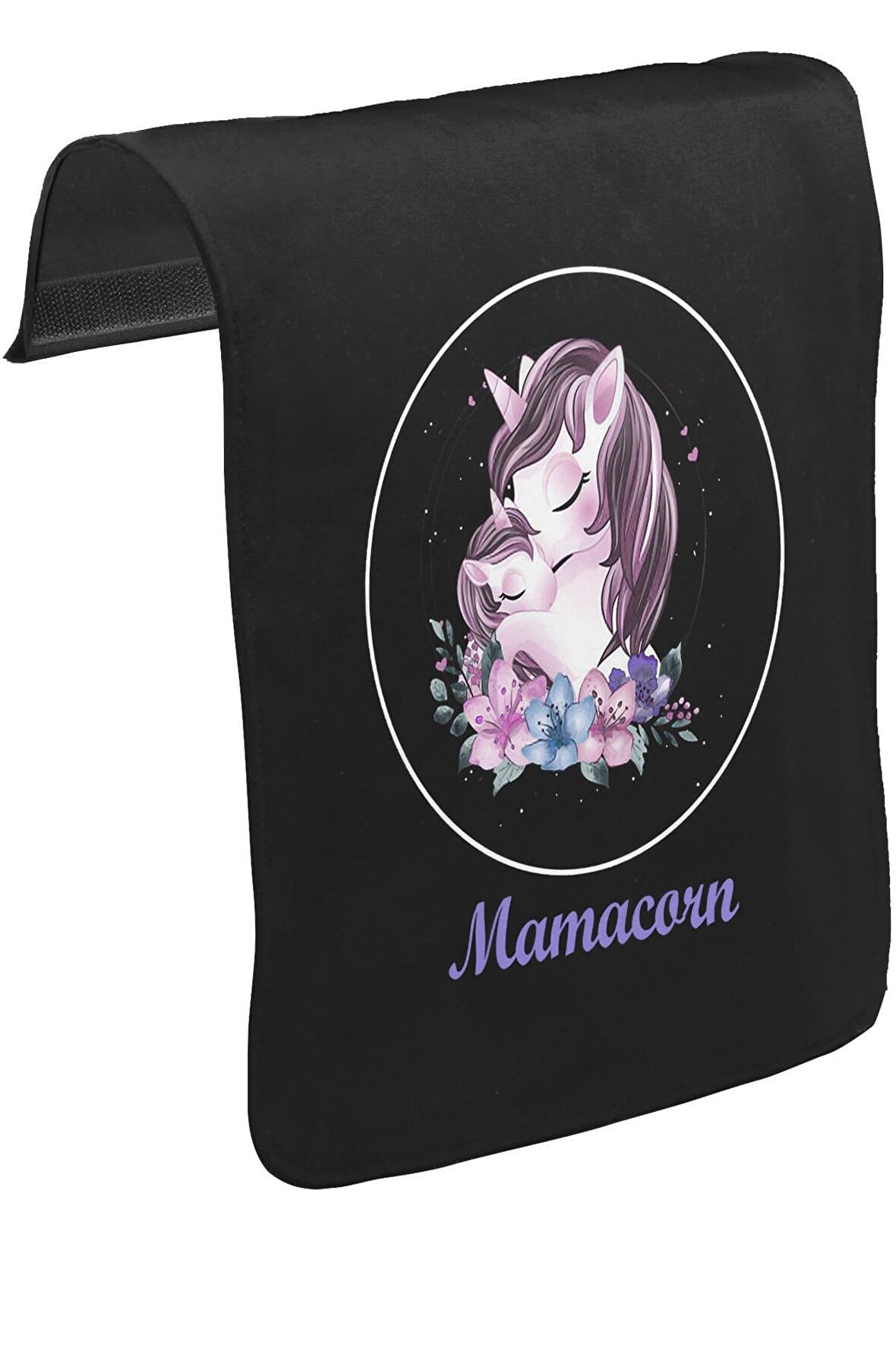 Mamacorn Çiçek Anneler Günü Siyah Tak-Çıkar Unisex Tshirt CK-1633