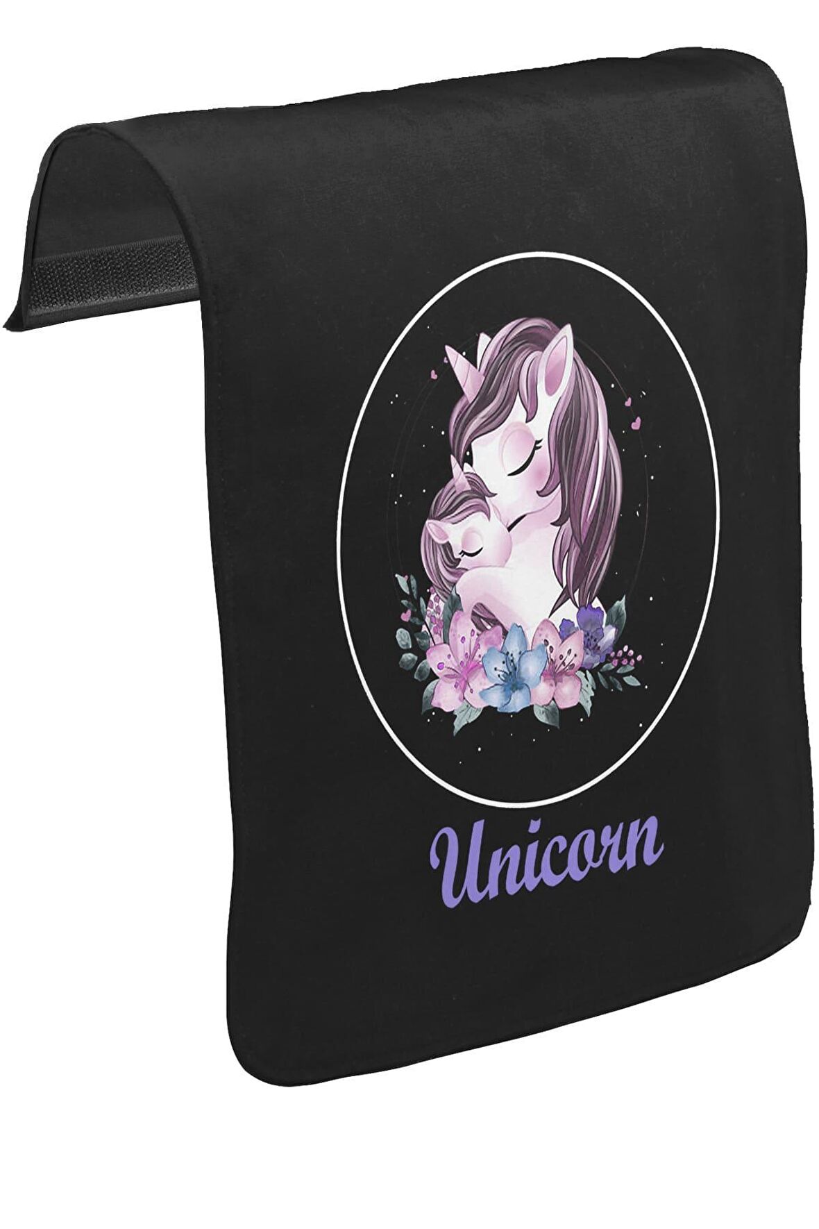 Unicorn Çiçek Anneler Günü Siyah Tak-Çıkar Unisex Tshirt CK-1634
