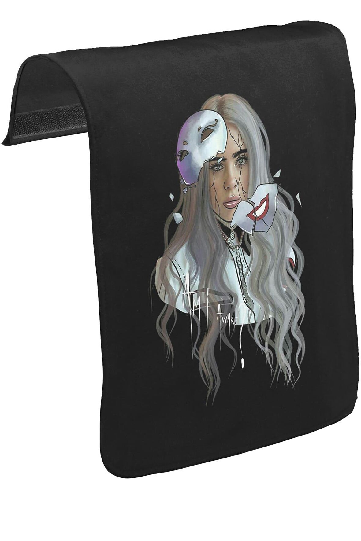 Billie Eilish - Mask Unisex Siyah Tak-Çıkar Postacı Çanta Kapağı CK-1680