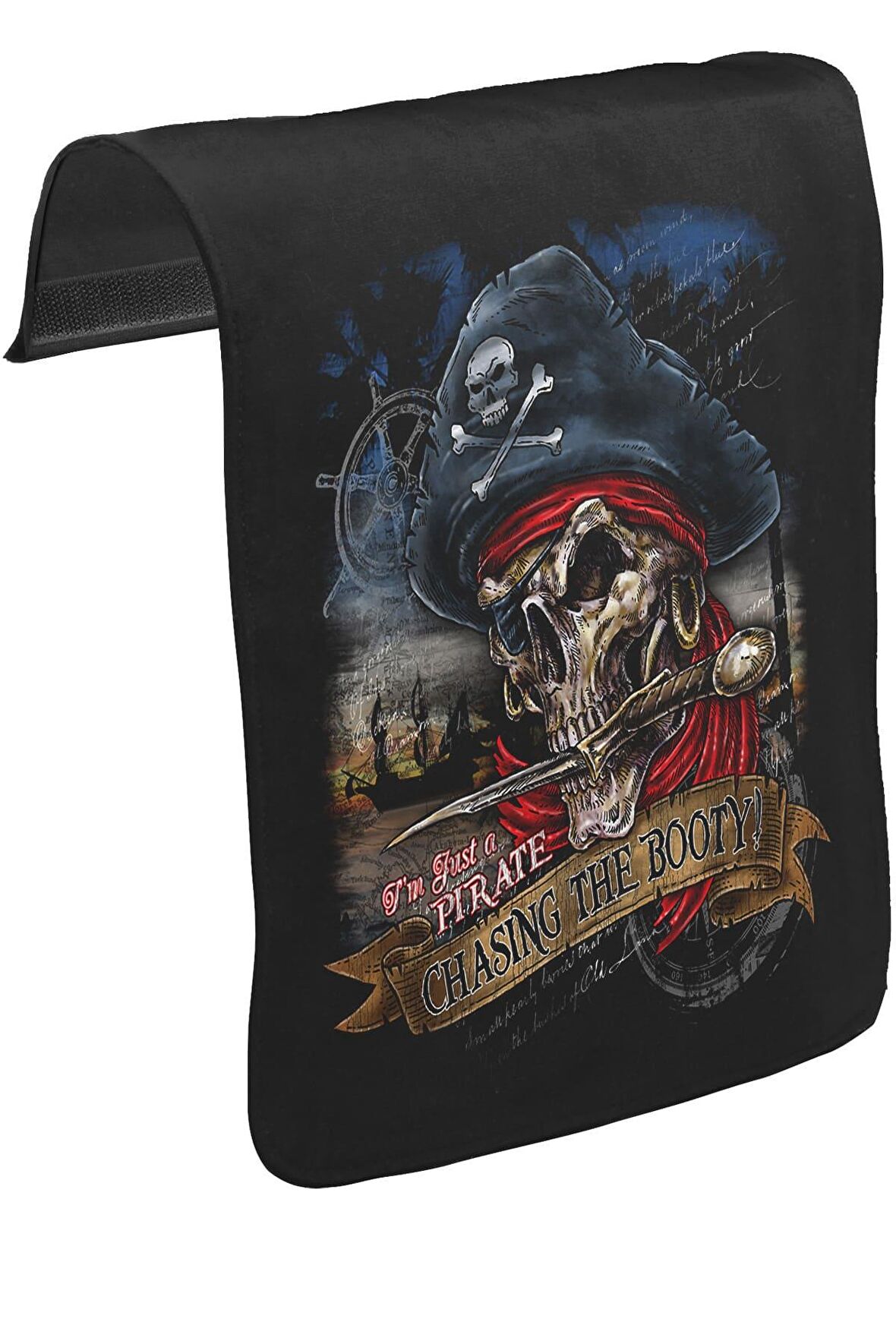 Kurukafa - Korsan Unisex Siyah Tak-Çıkar Postacı Çanta Kapağı CK-356