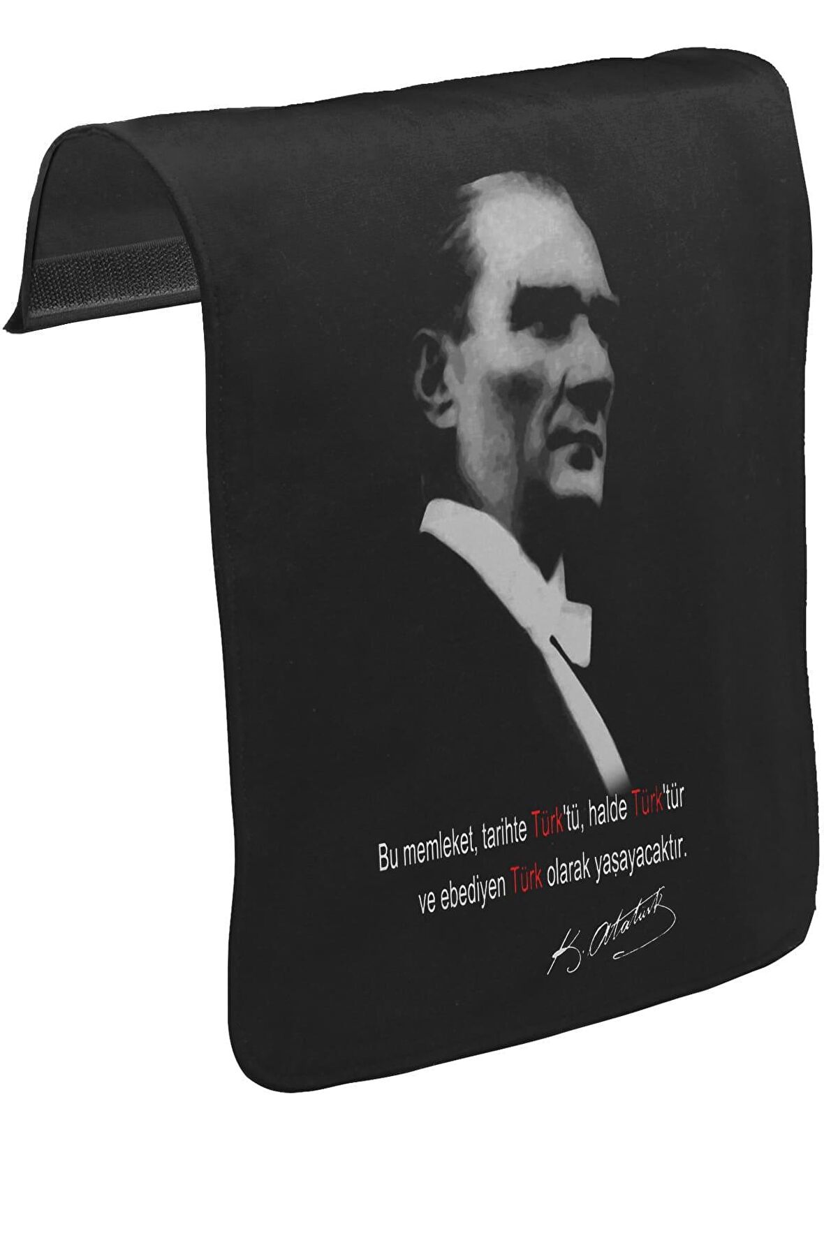 Atatürk - Ebediyen Türk Unisex Siyah Tak-Çıkar Postacı Çanta Kapağı CK-447