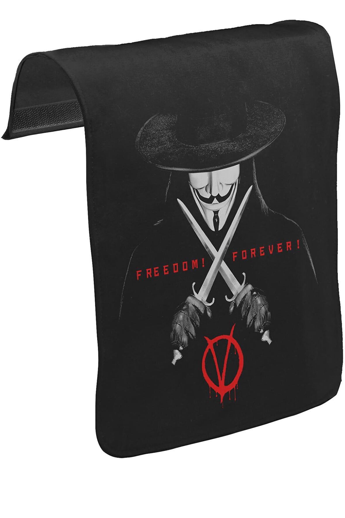 V for Vendetta - Freedom Unisex Siyah Tak-Çıkar Postacı Çanta Kapağı CK-488