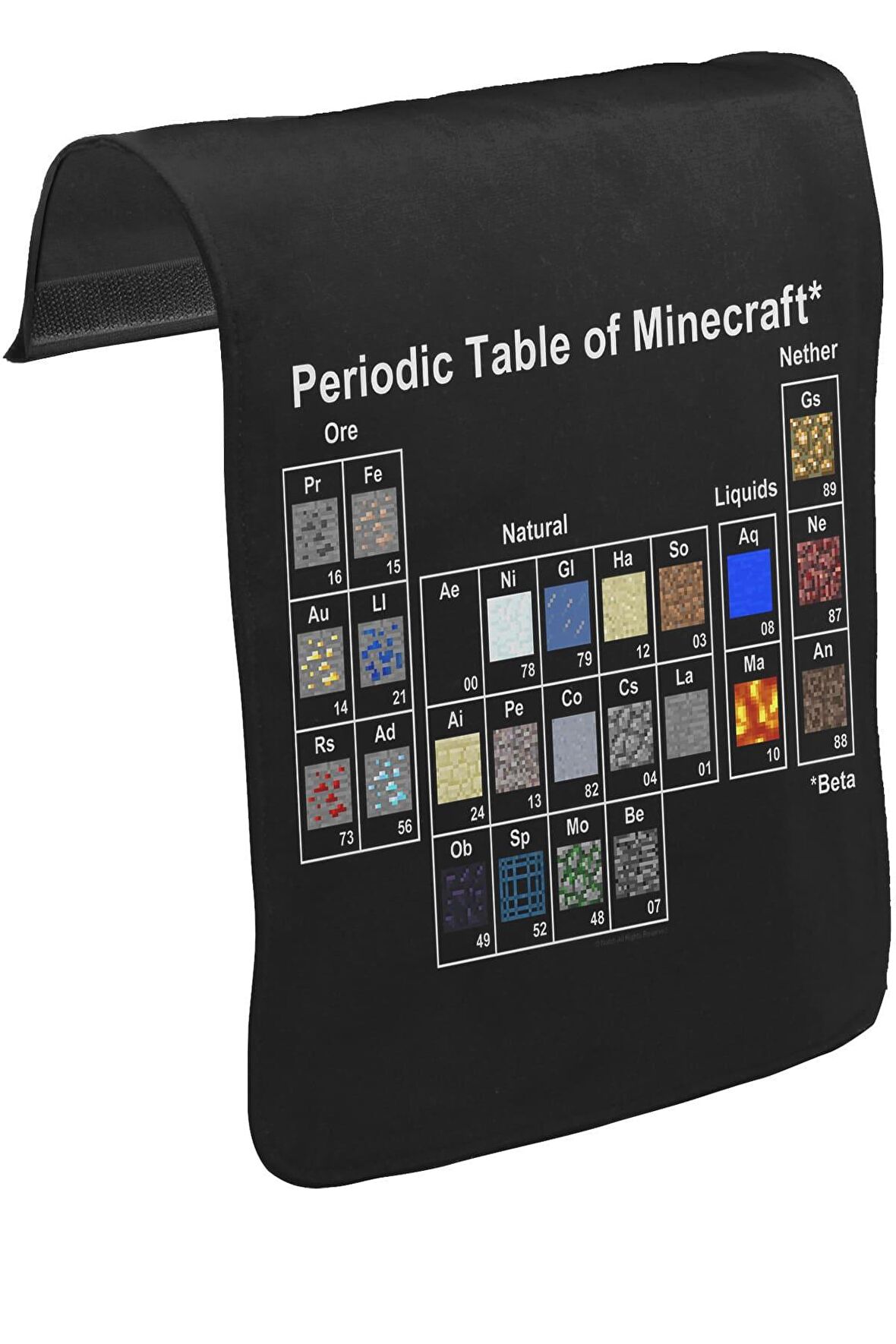 Minecraft - Periodic Table Unisex Siyah Tak-Çıkar Postacı Çanta Kapağı CK-536