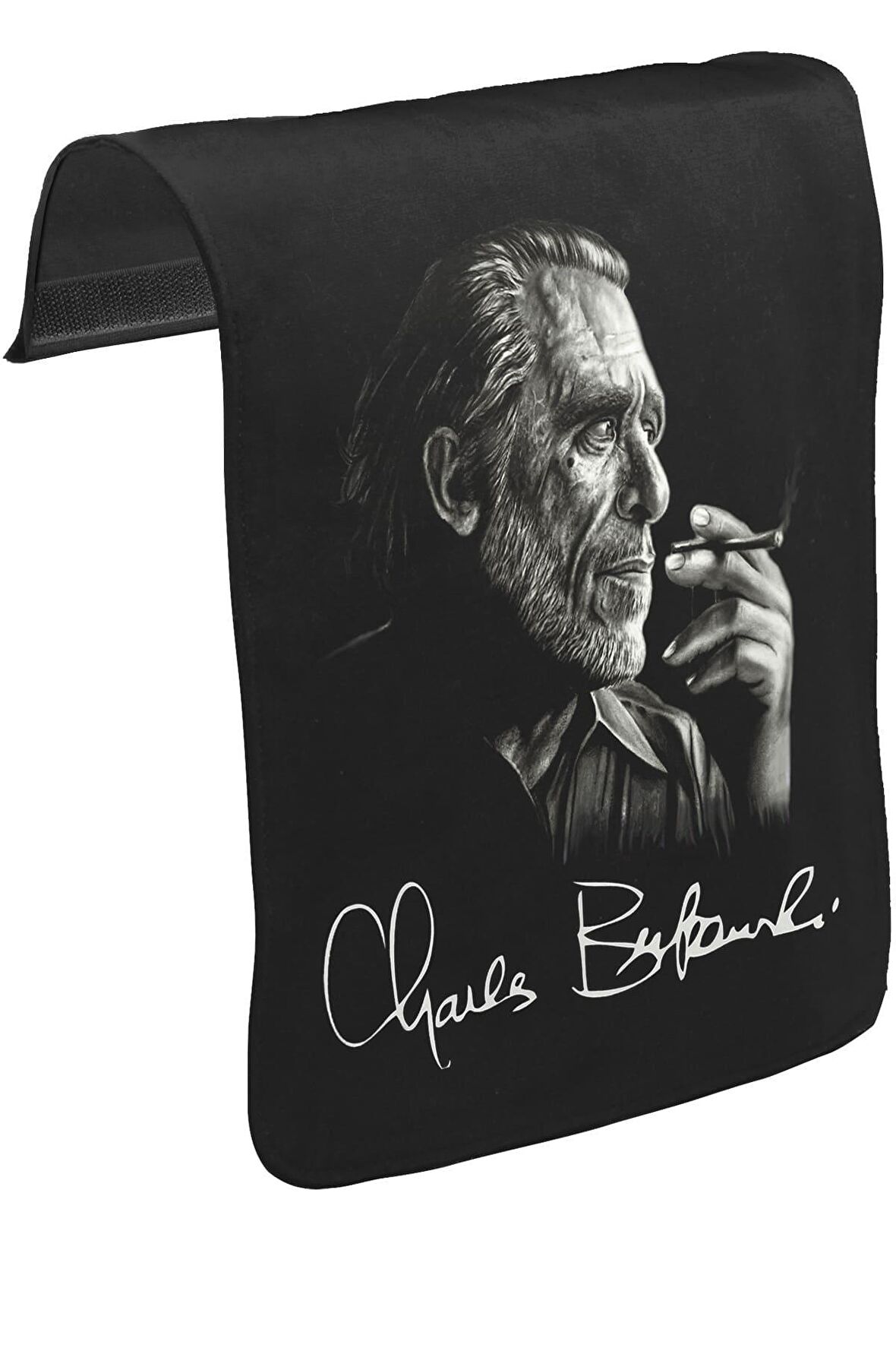 Charles Bukowski Unisex Siyah Tak-Çıkar Postacı Çanta Kapağı CK-668