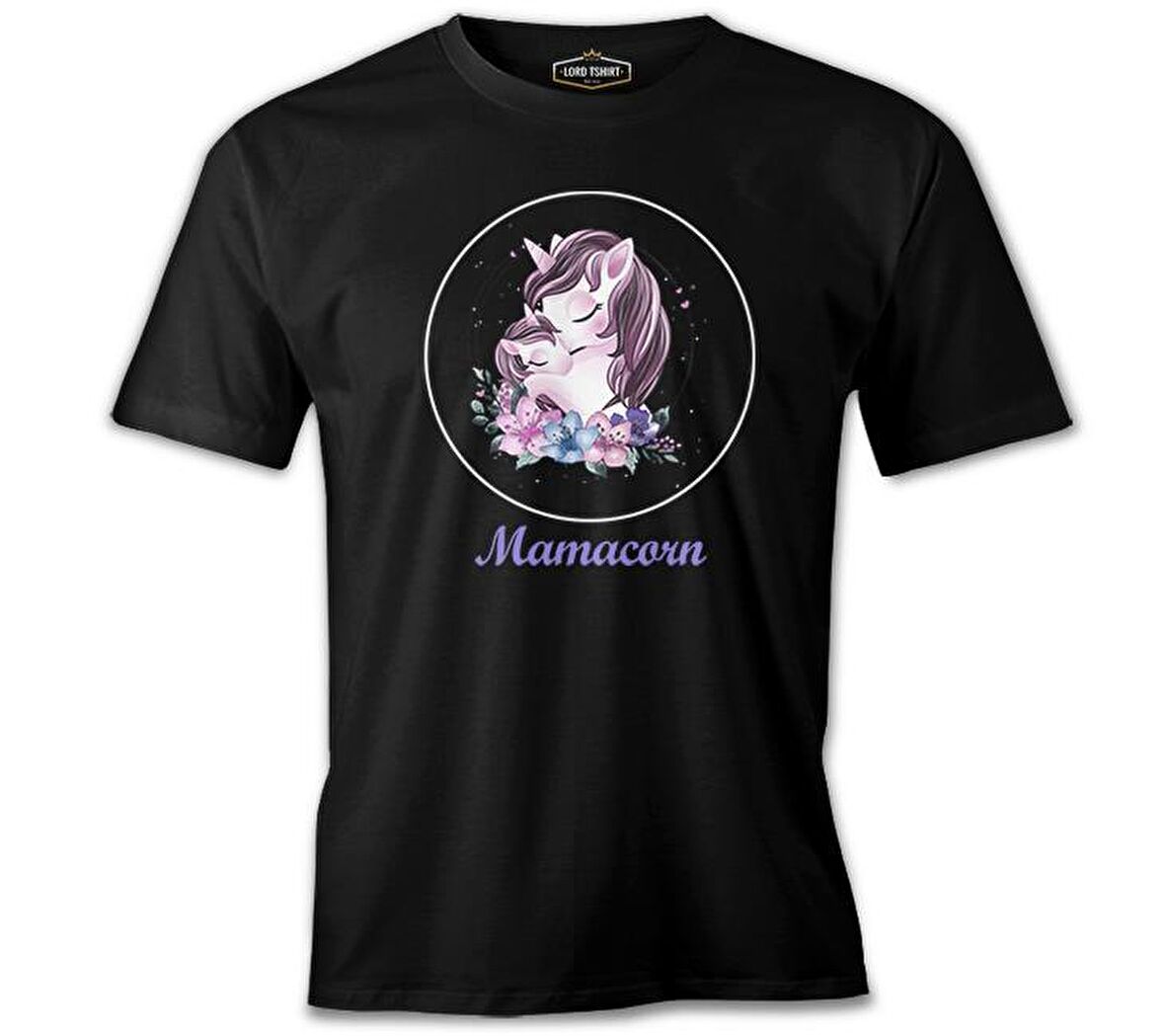 Mamacorn Çiçek Anneler Günü Siyah Unisex Tshirt