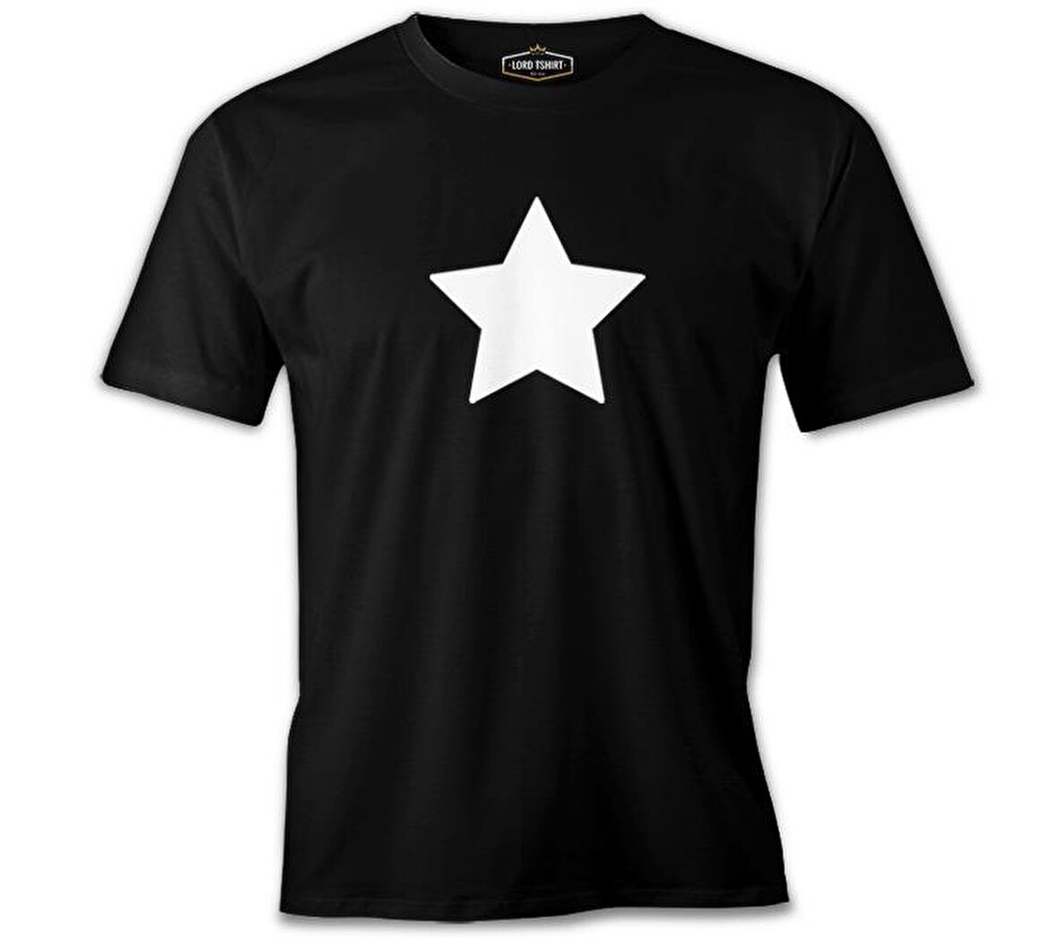 Beyaz Yıldız Siyah Erkek Tshirt