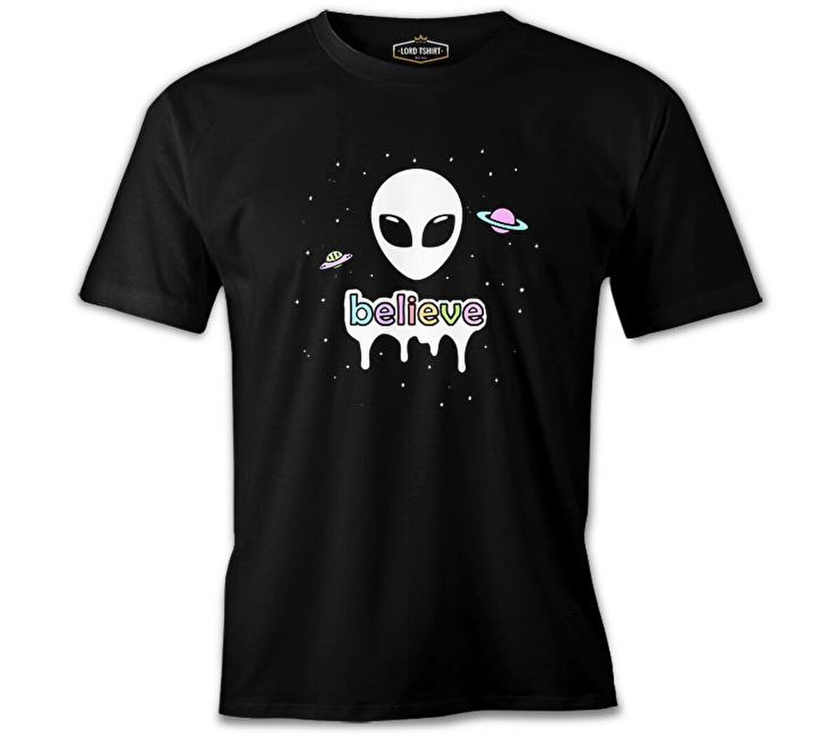 Alien - Believe in Planets Siyah Erkek Tshirt