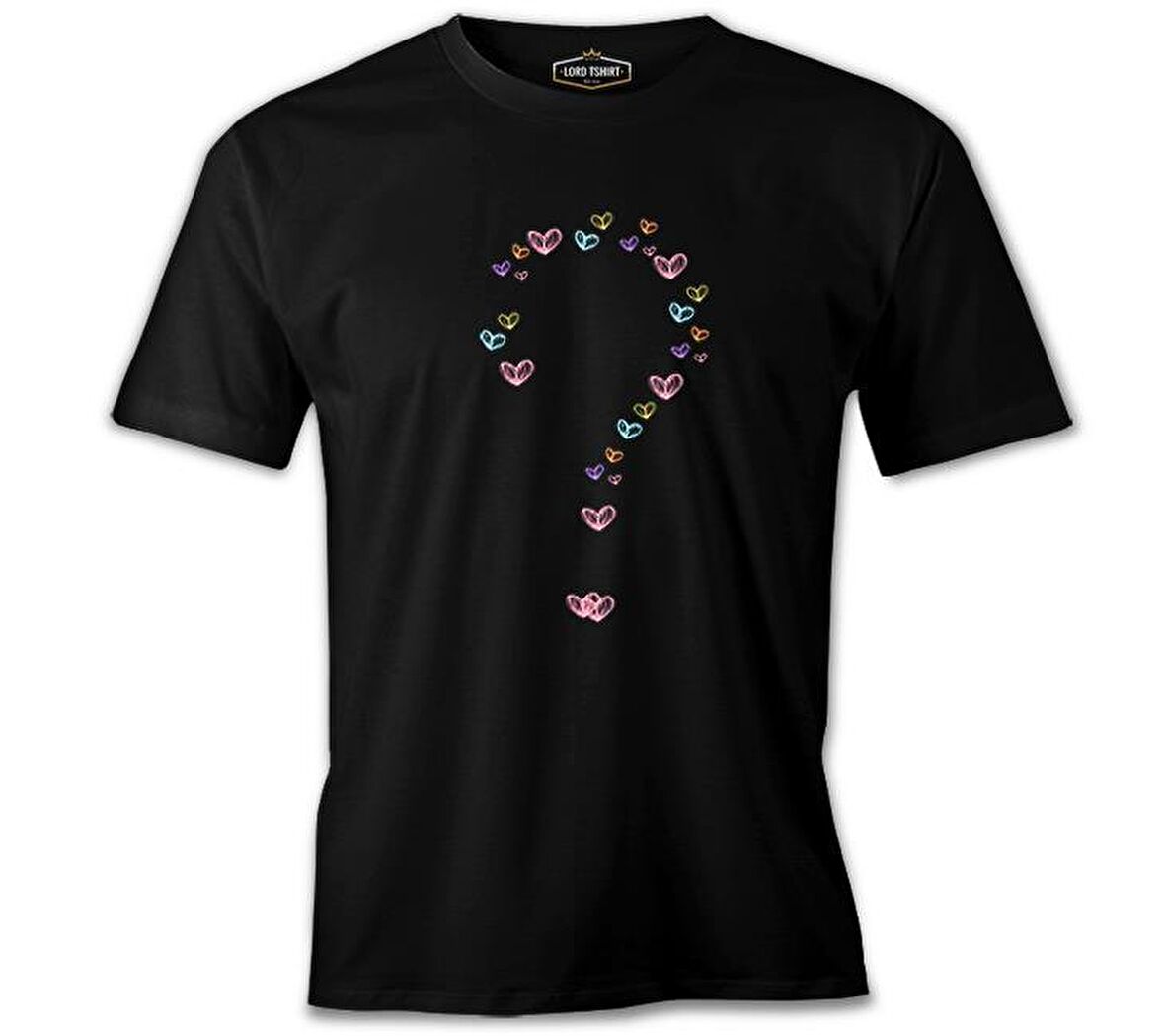 Kalp Soru İşareti Siyah Erkek Tshirt