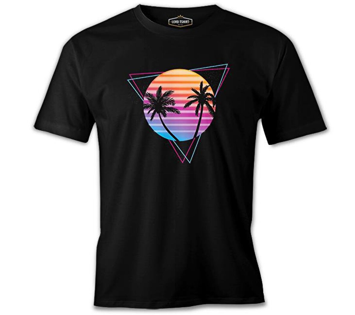 Summer Night Lights Siyah Erkek Tshirt