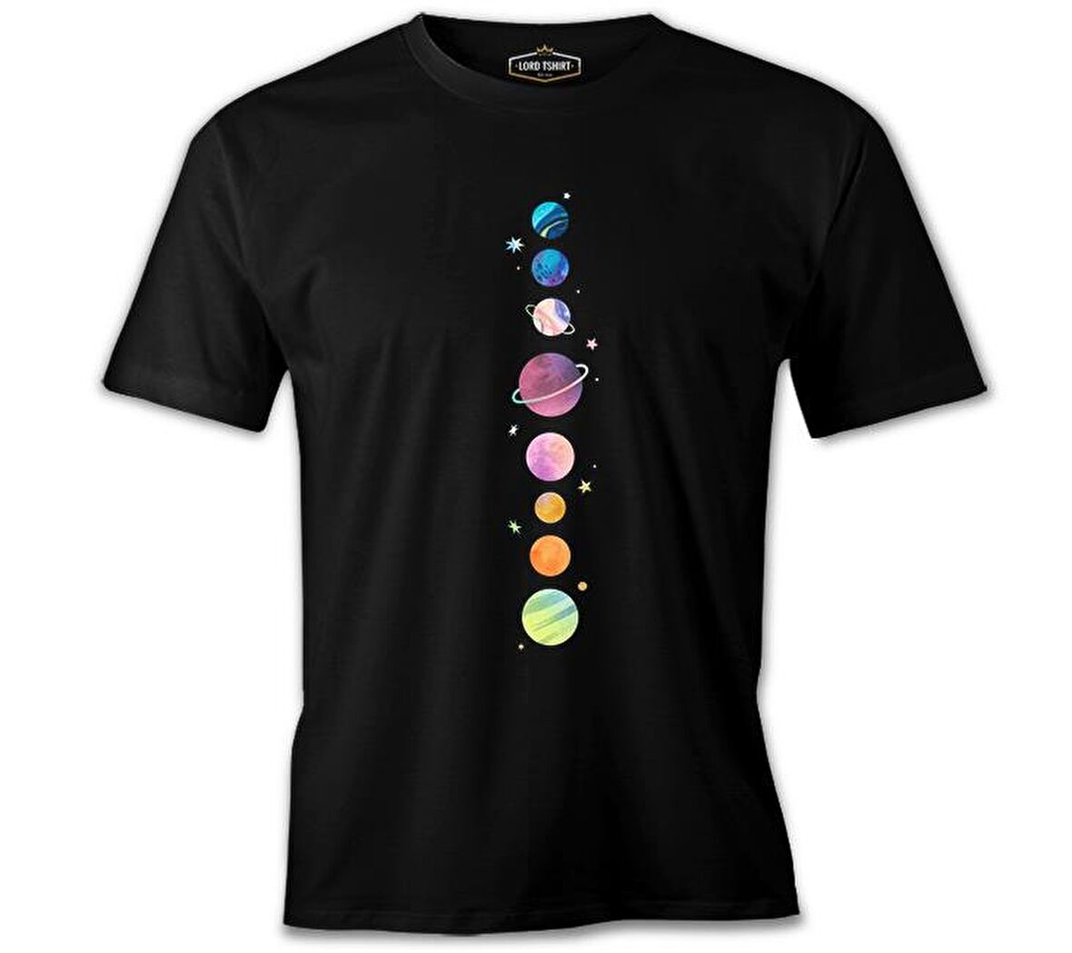 Gezegenler Yıldızlar Siyah Erkek Tshirt
