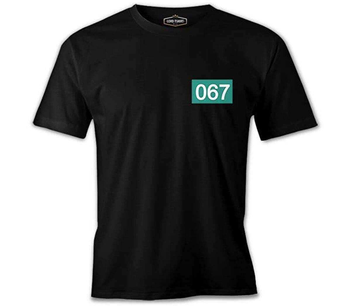 Squid Game-Number 067 Göğüs Logo Siyah Erkek Tshirt