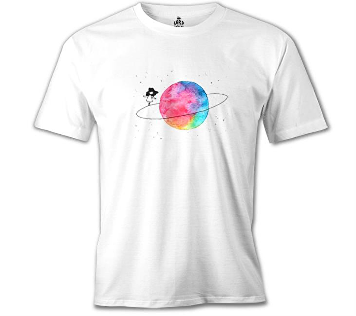 Yörünge Beyaz Erkek Tshirt