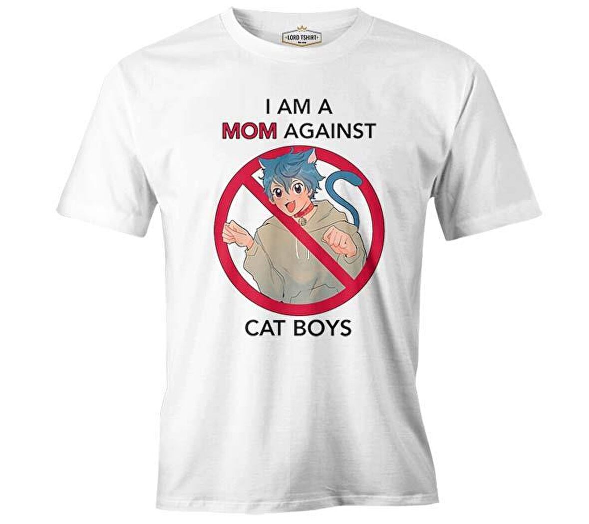 I am a Mom Against Cat Boys Beyaz Erkek Tshirt