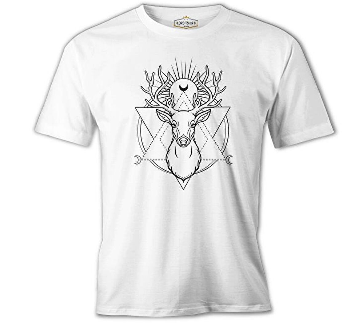 Deer Under Moon Beyaz Erkek Tshirt