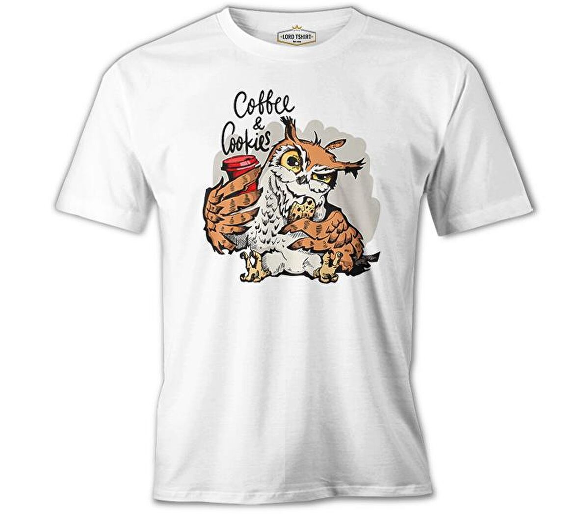 Coffee and Biscuits - Baykuş Beyaz Erkek Tshirt