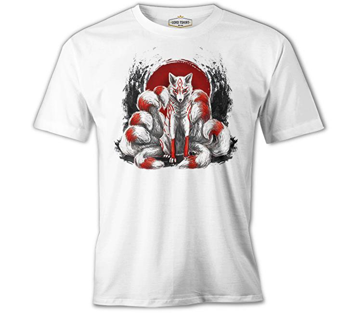 Japon - Kitsune Tilki Beyaz Erkek Tshirt
