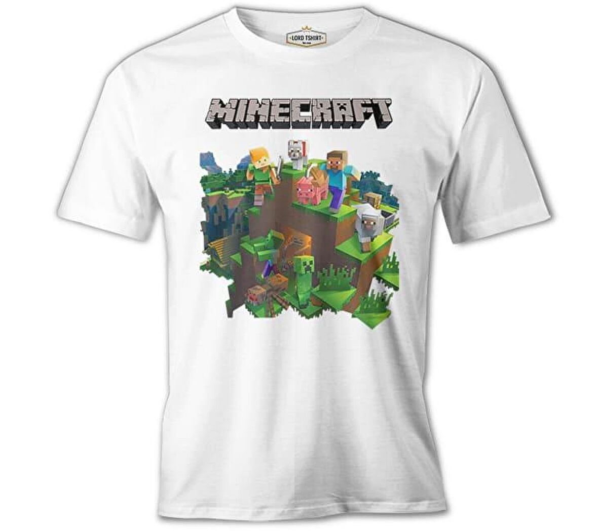 Minecraft - Bedrock Beyaz Erkek Tshirt