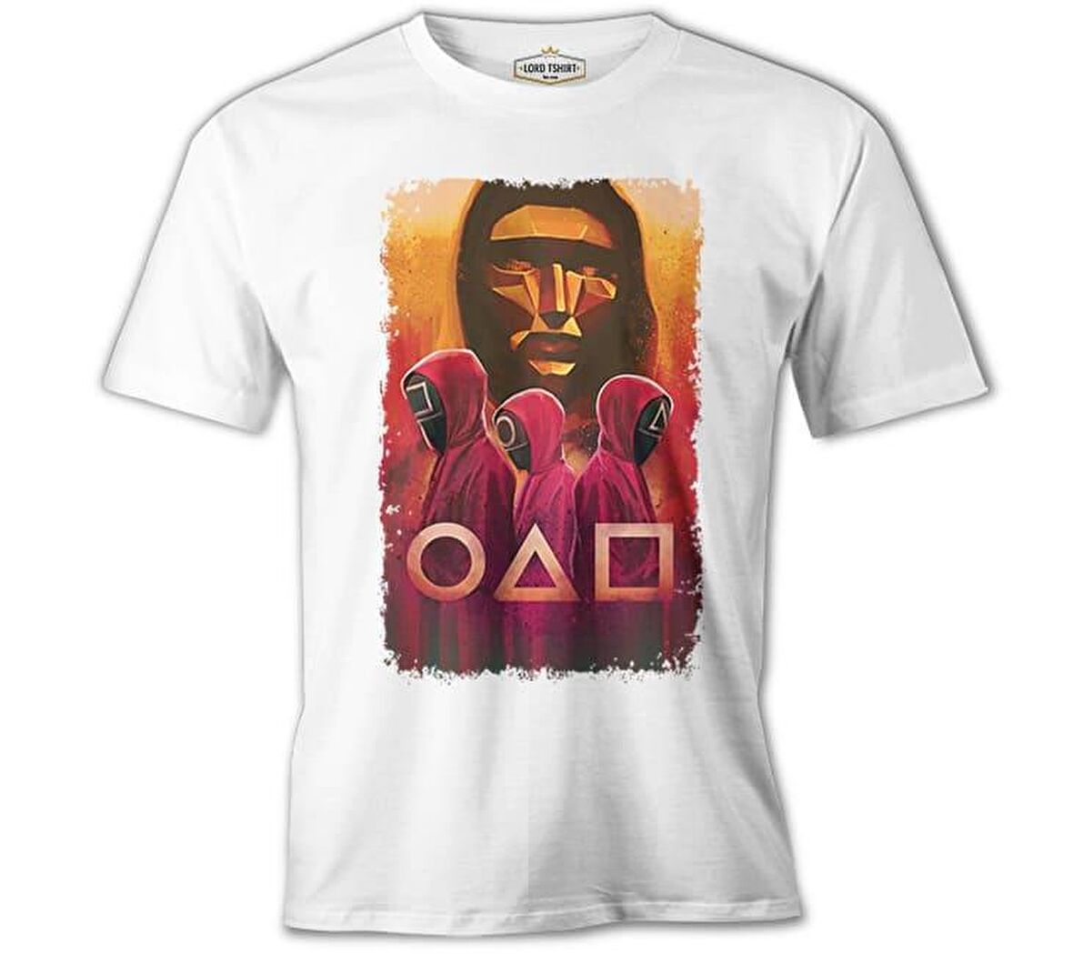 Squid Game - Maske Sarı ve Askerler Beyaz Erkek Tshirt