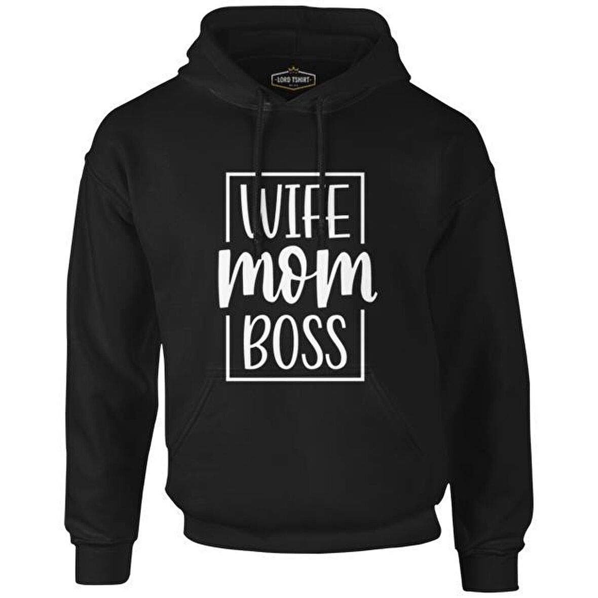 Wife Mom Boss Anneler Günü Siyah Unisex Fermuarsız Kapşonlu