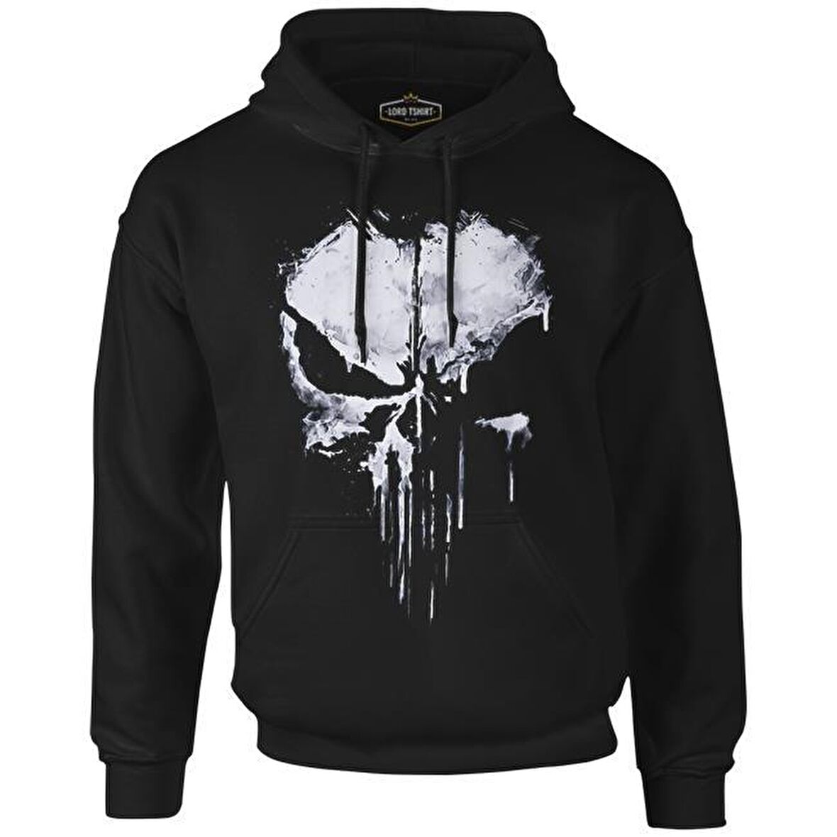 Punisher - Logo Punch Siyah Erkek Fermuarsız Kapşonlu