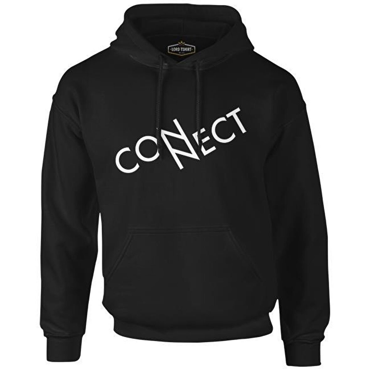 Connect with N Siyah Erkek Fermuarsız Kapşonlu
