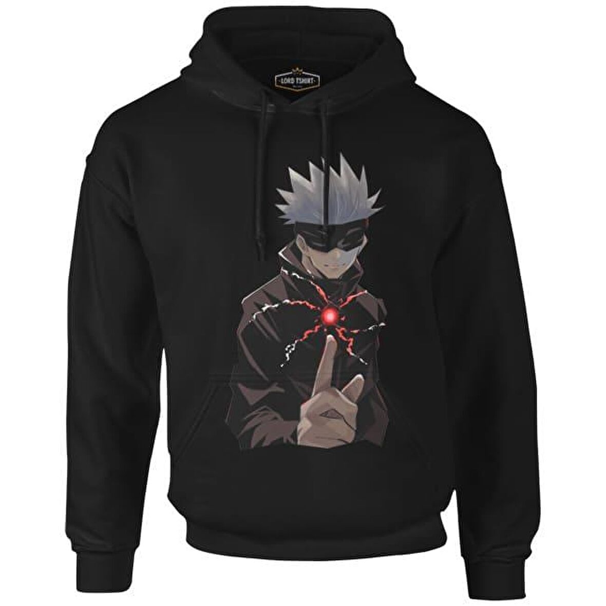 Naruto Gojo Saturo Siyah Erkek Fermuarsız Kapşonlu