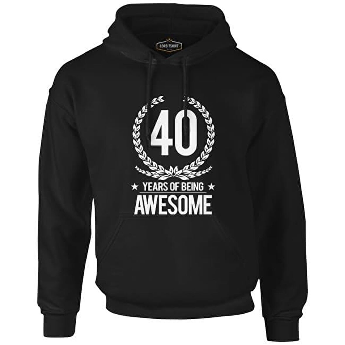 Awesome 40 Years Siyah Erkek Fermuarsız Kapşonlu