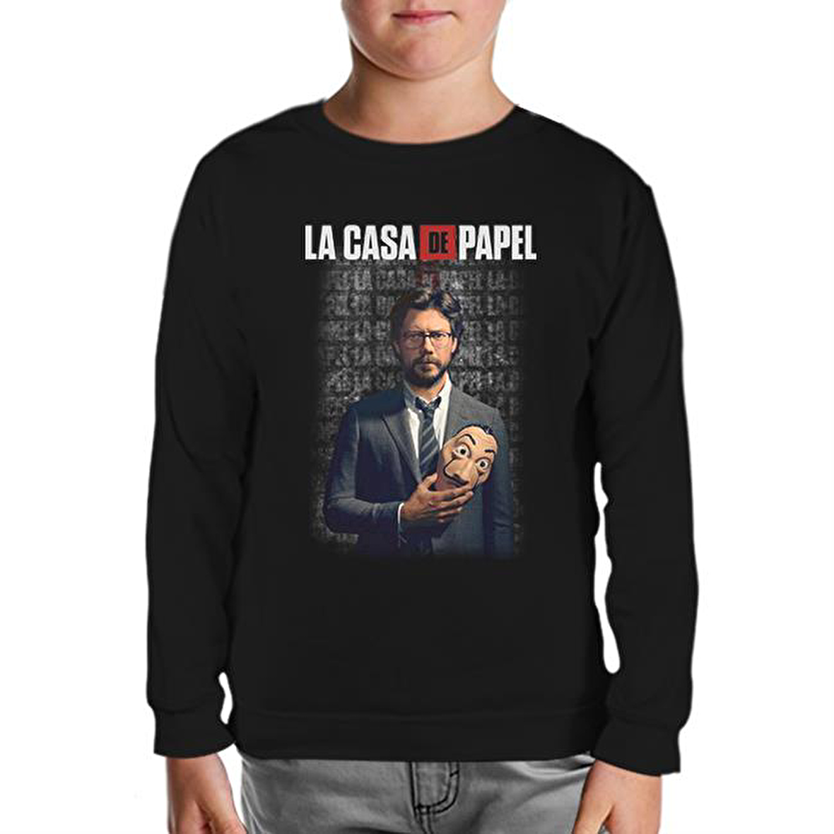 La Casa De Papel - Prof Dali Siyah Çocuk Sweatshirt