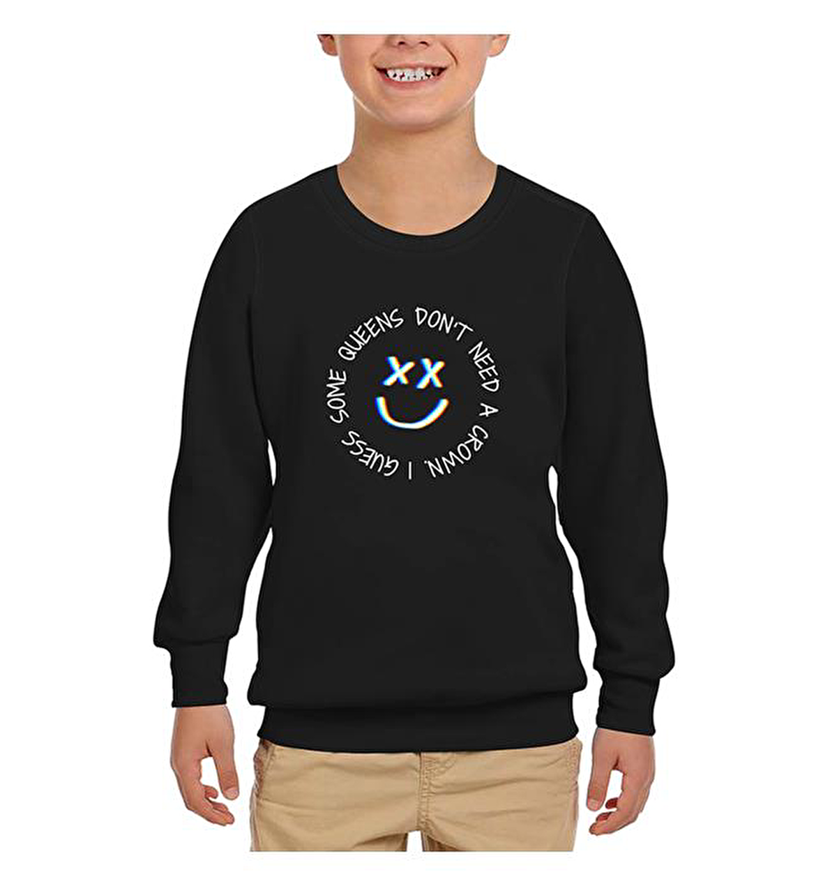 Louis Tomlinson - Queens don't Need Crown Siyah Çocuk Sweatshirt