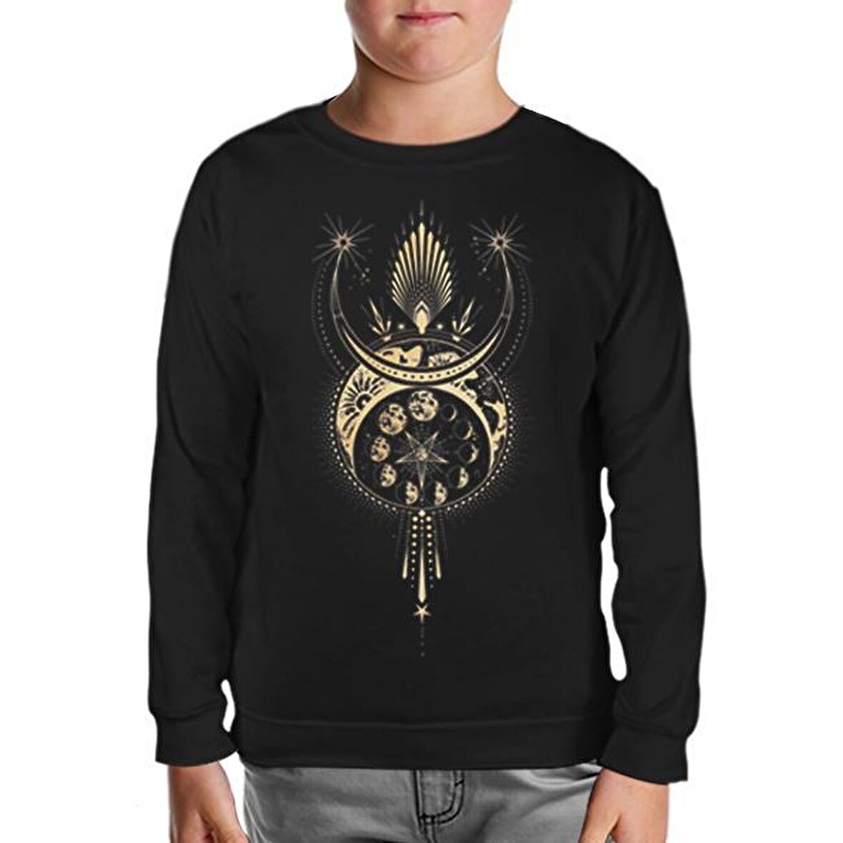 Ay Tacı Siyah Çocuk Sweatshirt