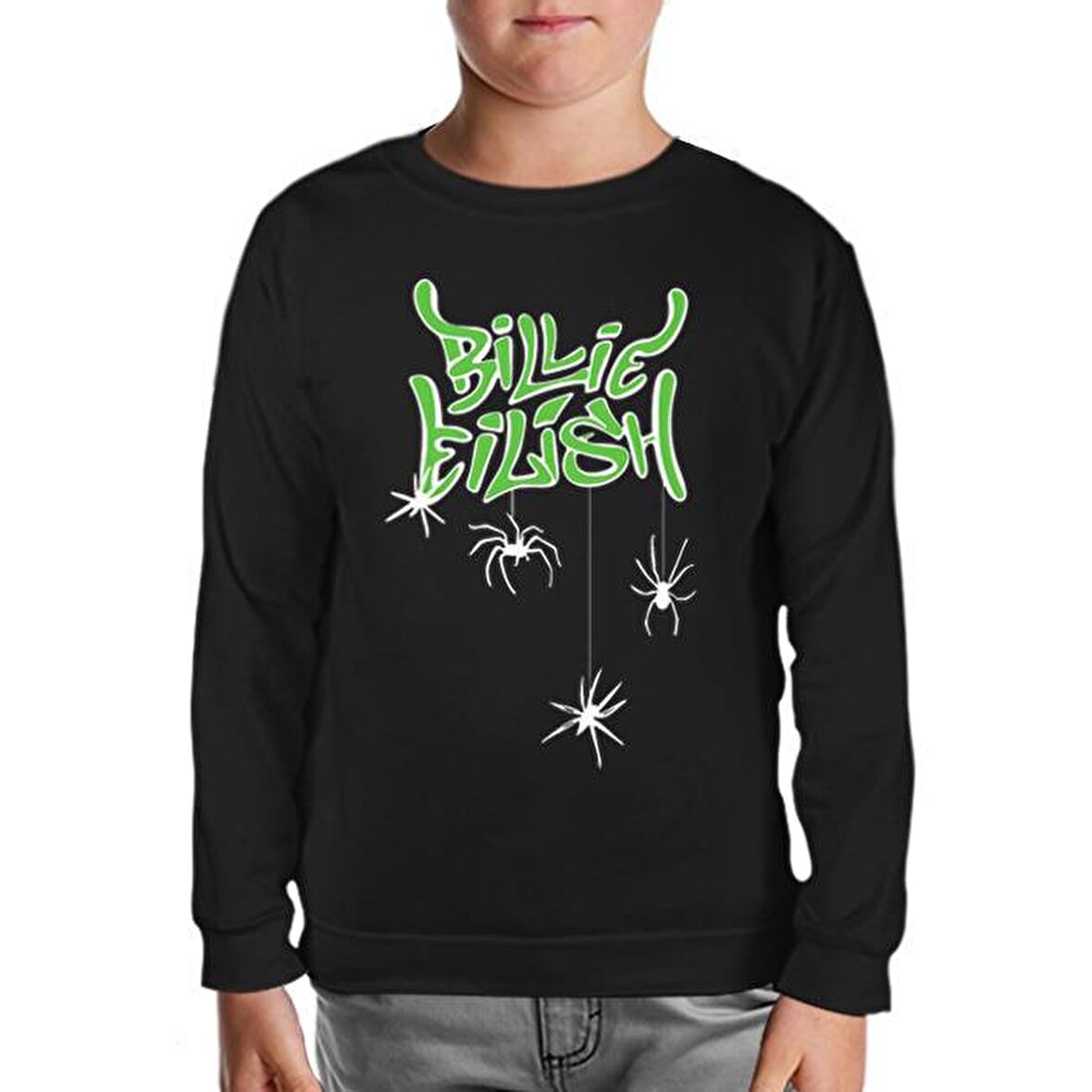 Billie Eilish - Spider Siyah Çocuk Sweatshirt