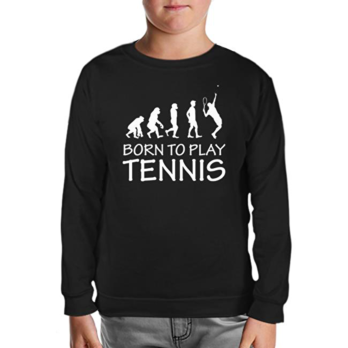 Tenis - Born to Play Siyah Çocuk Sweatshirt
