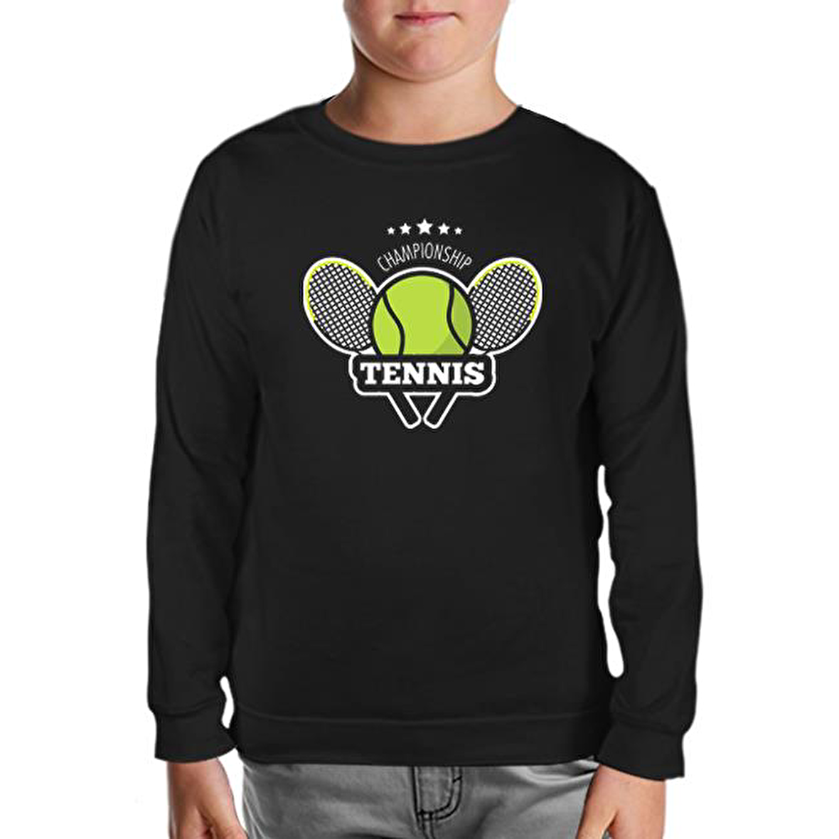 Tenis Şampiyonası Siyah Çocuk Sweatshirt