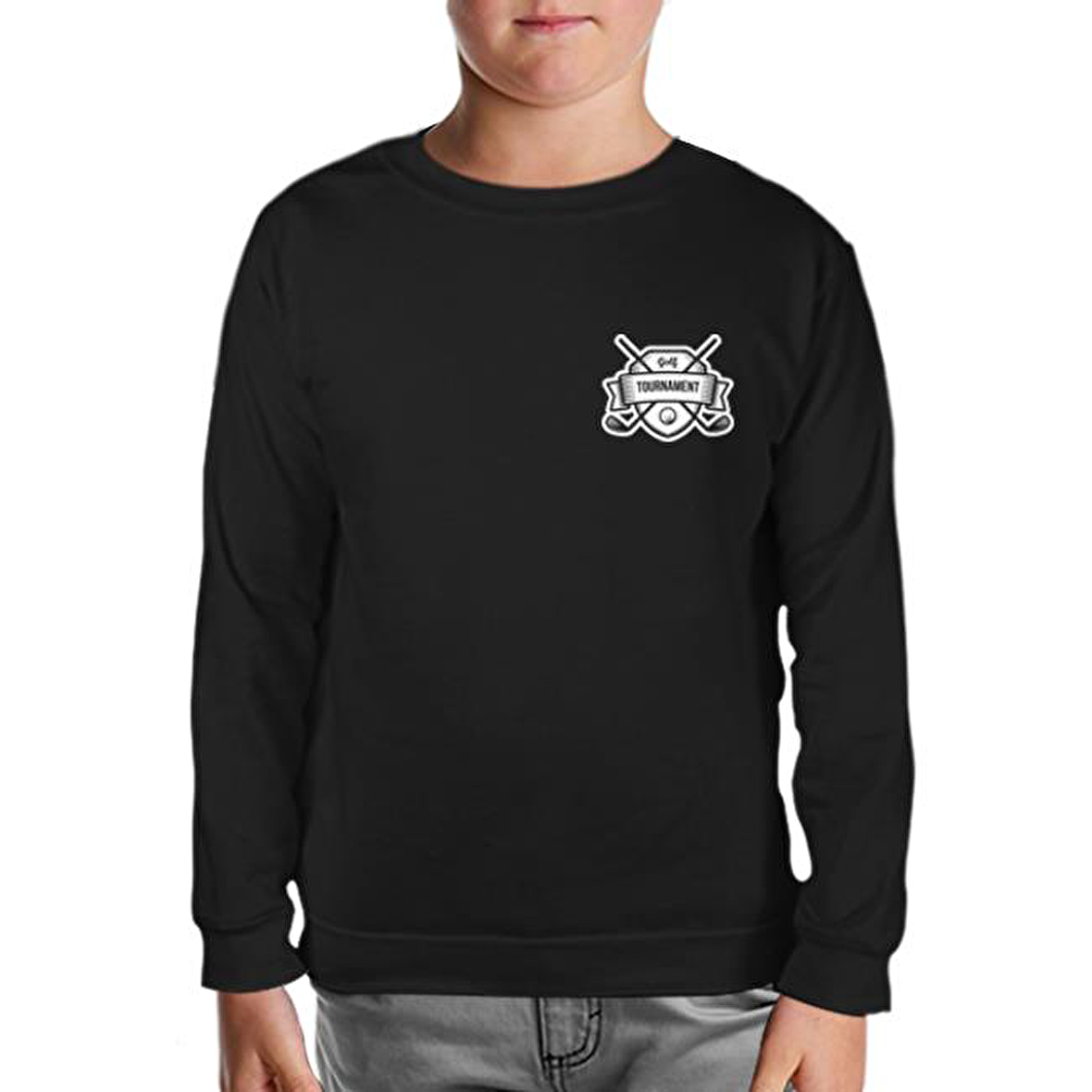 Golf Kulübü - Turnuva Siyah Çocuk Sweatshirt