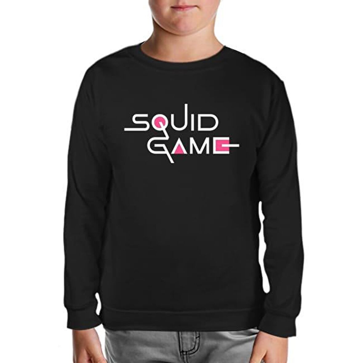 Squid Game-Logo Siyah Çocuk Sweatshirt