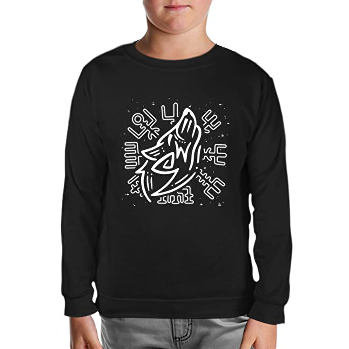 Viking Logo - Kurt Siyah Çocuk Sweatshirt