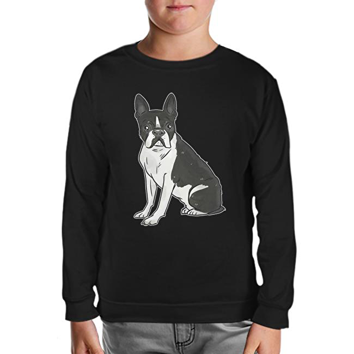 Hayvan - Köpek Terrier Siyah Çocuk Sweatshirt