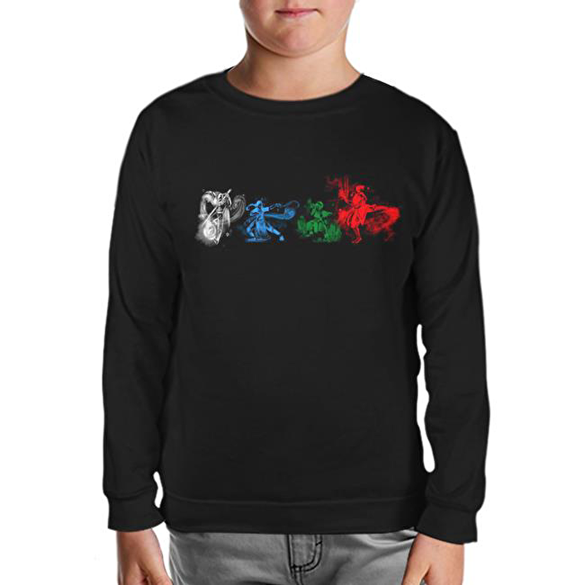 Son Hava Bükücü  Aang  Katara Prens Zuko  Toph Beifong Siyah Çocuk Sweatshirt