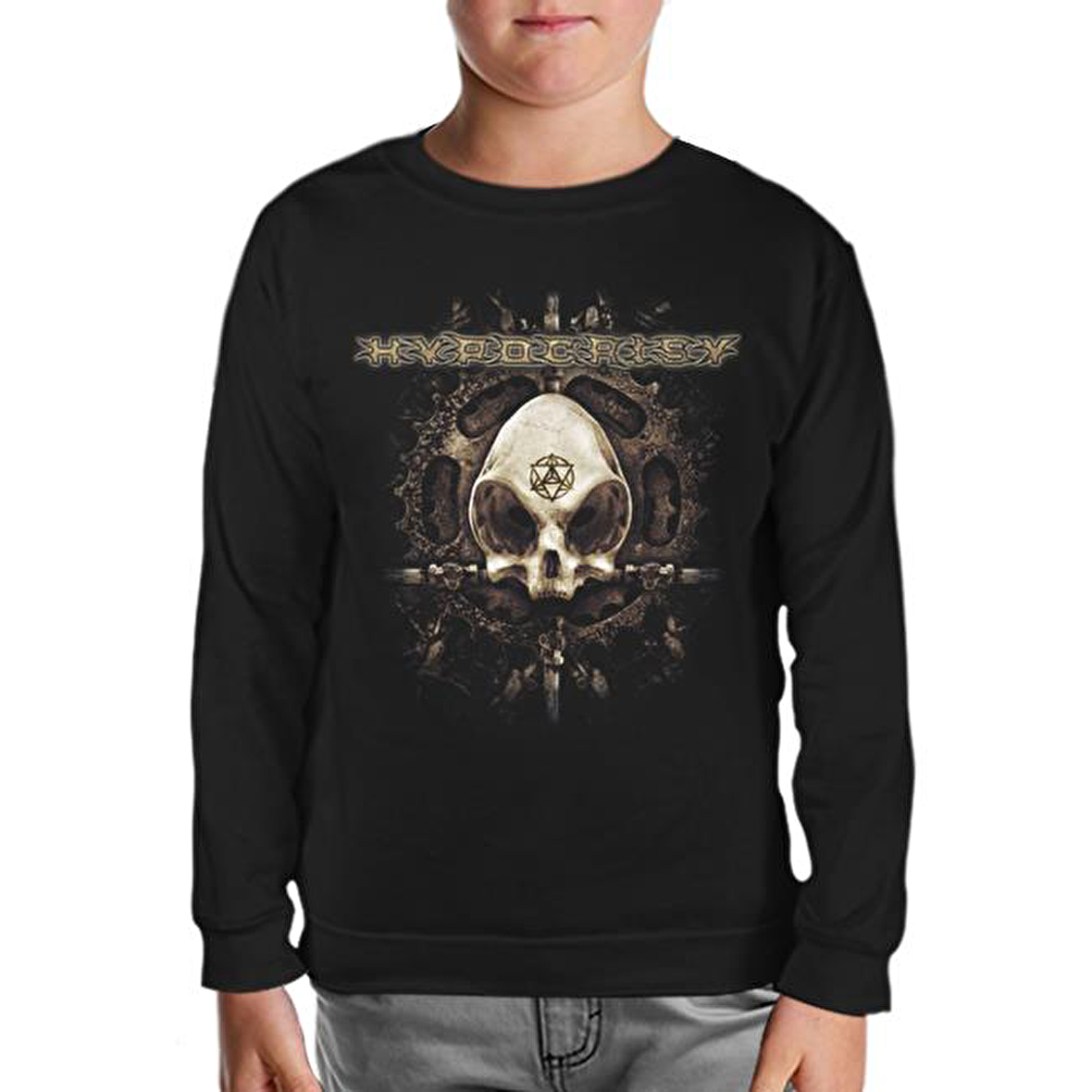 Hypocrisy - Skull Siyah Çocuk Sweatshirt